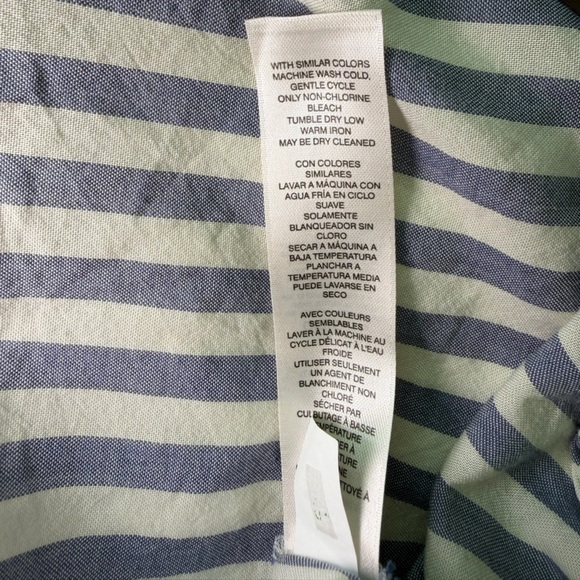 Chico's Nautical Blue Striped Poplin Tie Front Button Down Shirt Tunic Sz 3 - Picture 6 of 9